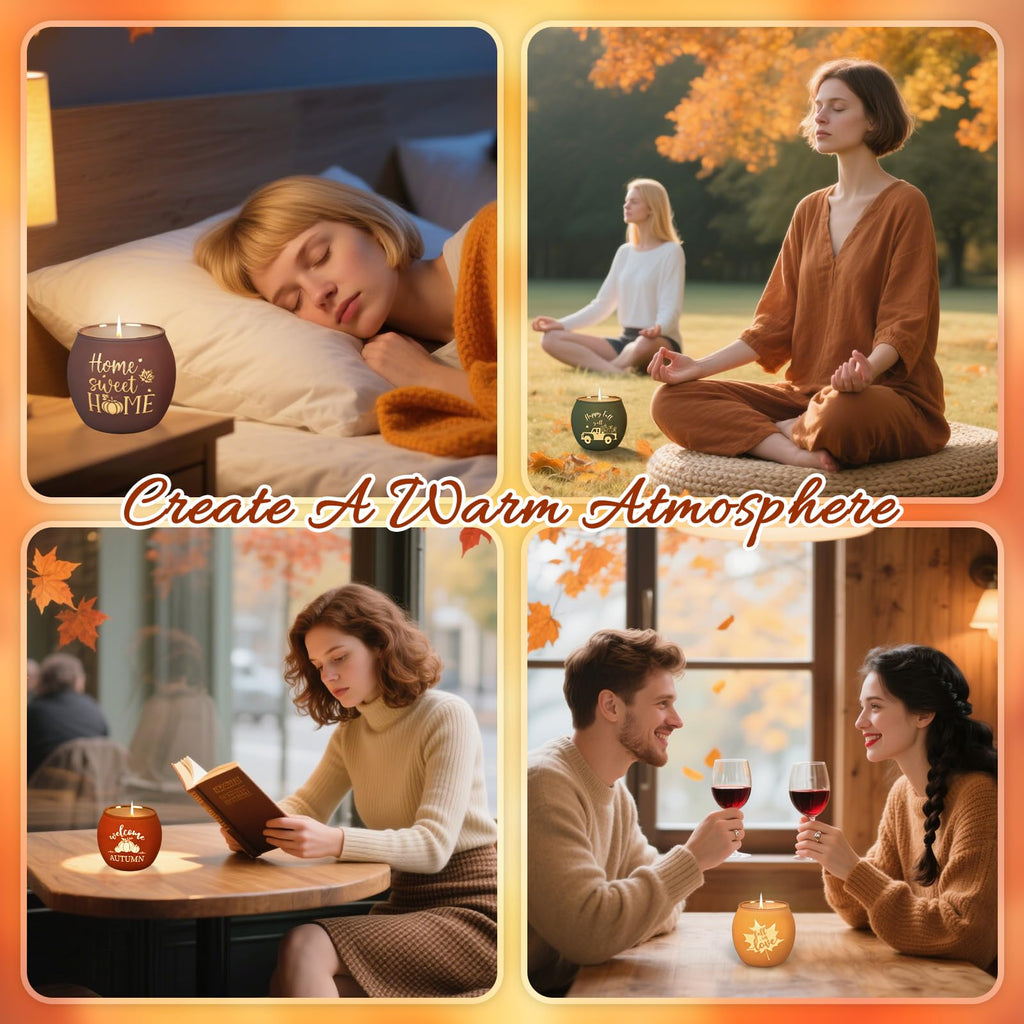 Fall Scented Candles Gift Set 4 Pack 16oz Soy Wax Jar Candles Thanksgiving Aromatherapy Candle Autumn Home Table