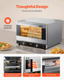 Commercial Convection Oven, 47L/43Qt, Half-Size Conventional Oven Countertop, 1600W 4-Tier Toaster w/Front Glass Door