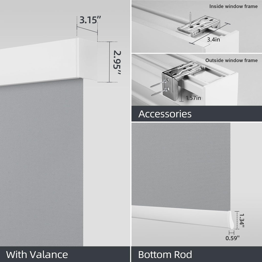 Motorized Blinds with Remote Blackout Smart Roller Blind Medium Gray