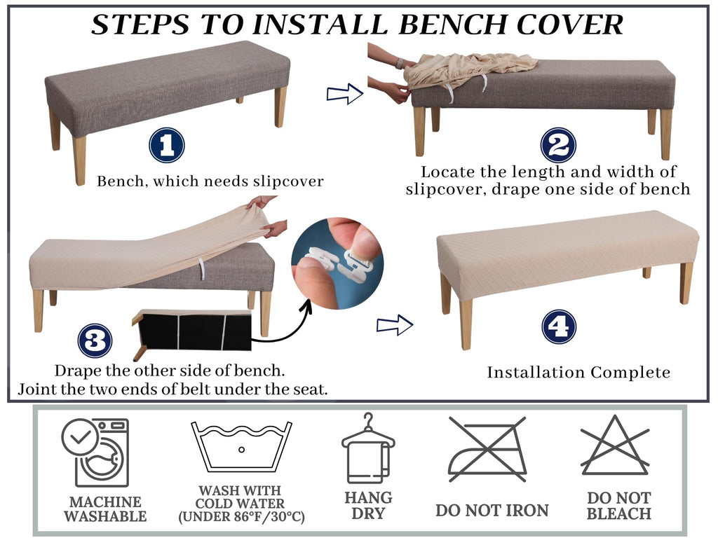 Stretch Dining Bench Cover, Removable Bench Slipcover Washable Bench Seat Protector Rectangle Bench Cover (Green