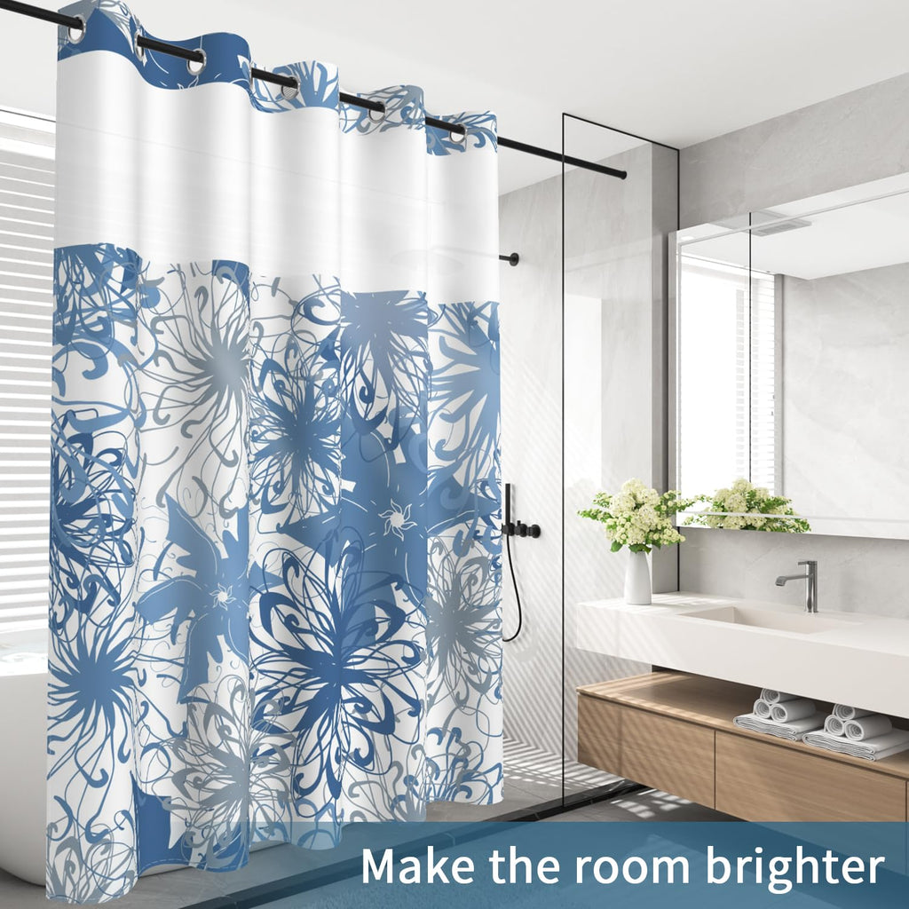 Modern Abstract Mandala Floral Bathroom Shower Curtain Sets, 71x74