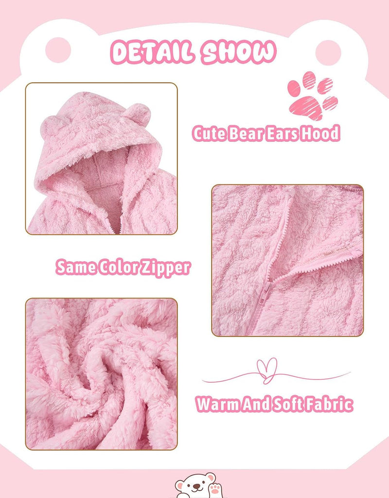 Toddler Fleece Jacket Girls Warm Coats Winter Outerwear 2-6 Years