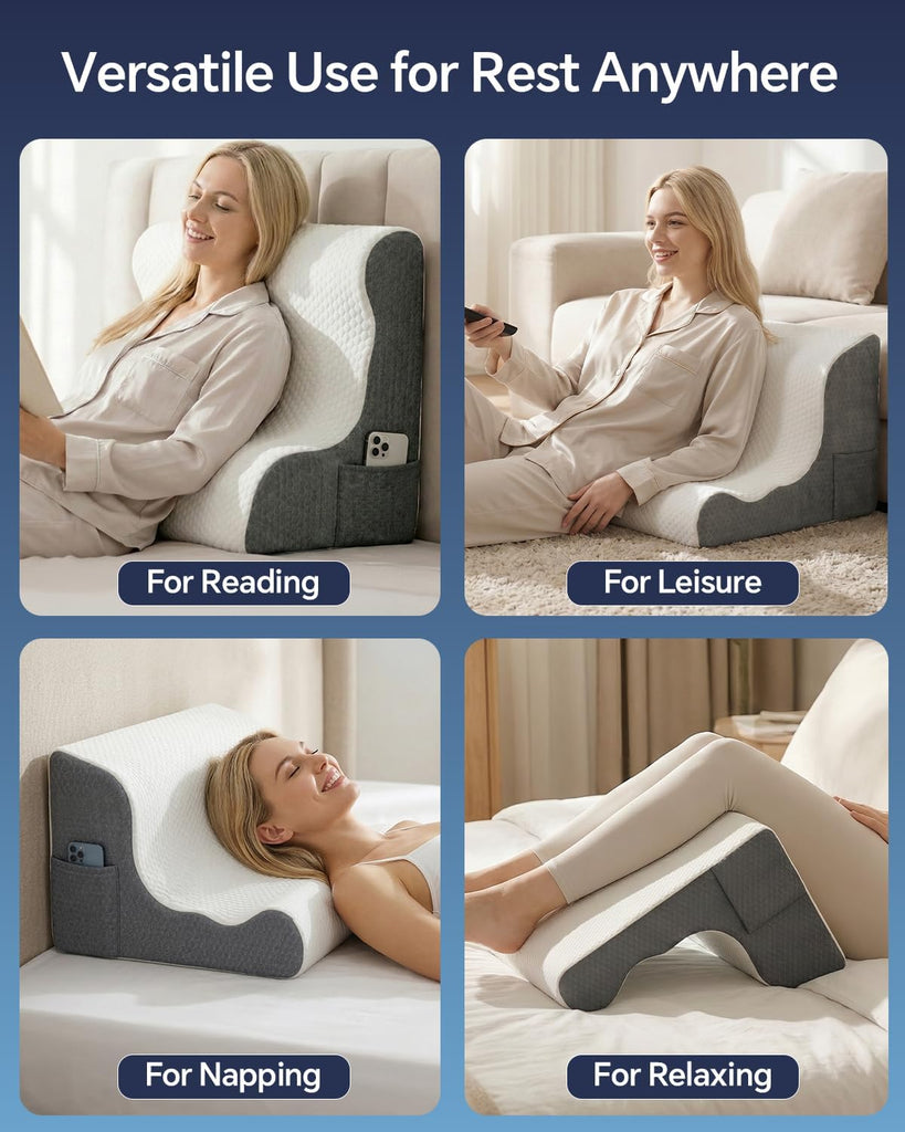 Wedge Pillow Headboard, Memory Foam Bed Wedge Pillow for Sleeping | Orthopedic Wedge Pillow with for After Surgery
