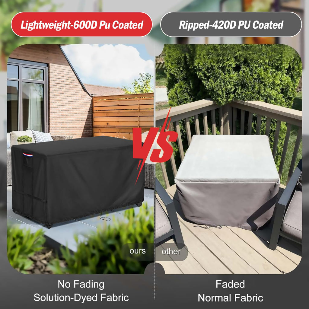 Fire Pit Cover Rectangular Waterproof 600D, 48 x 24 x 15 Inch Black
