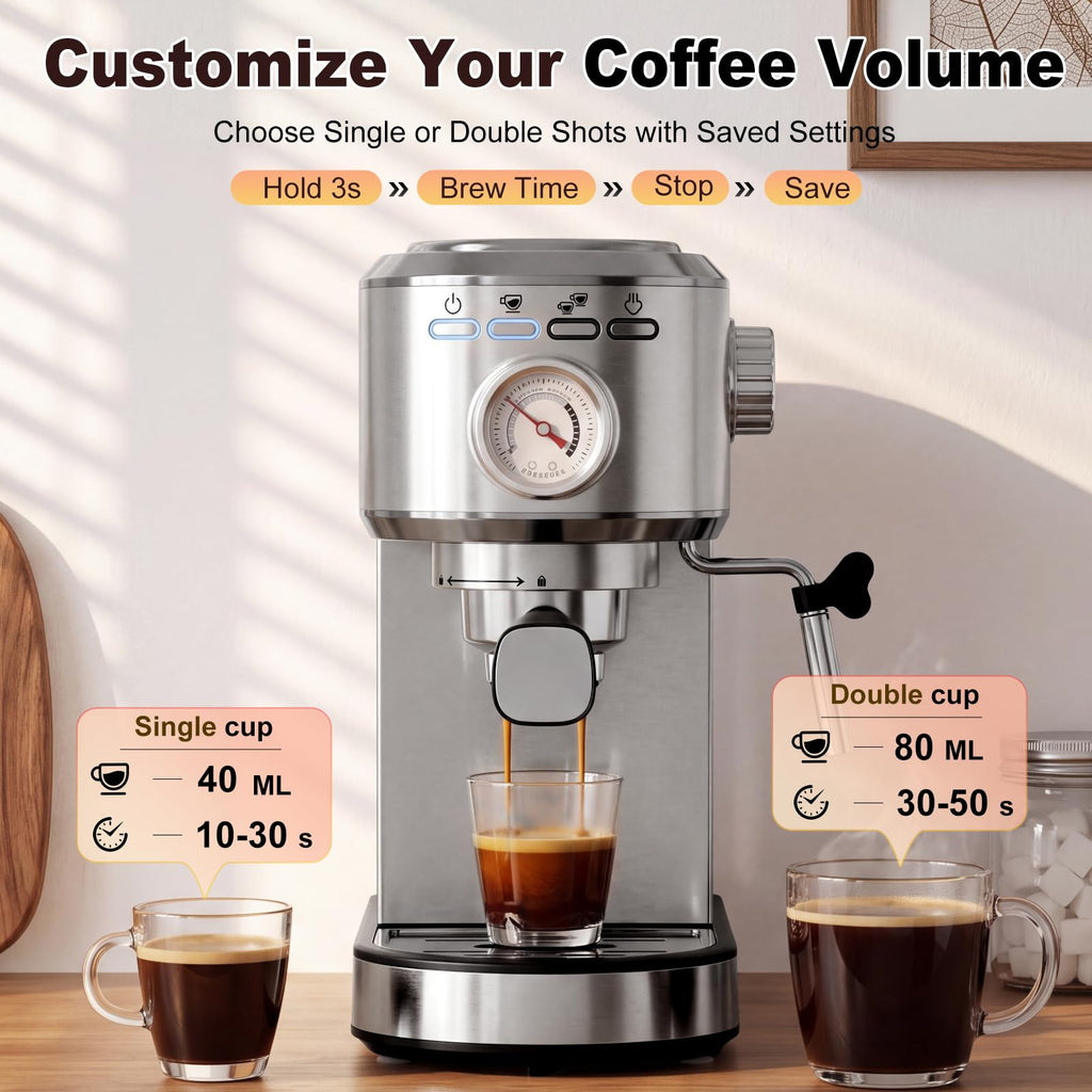 Compact Expresso Coffee Machine 20Bar Espresso Machine, Steam Wand