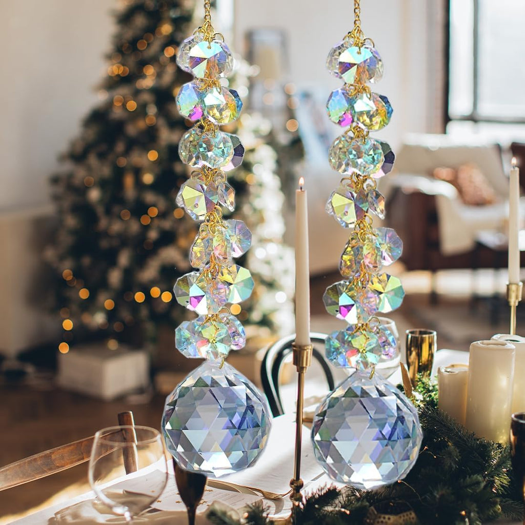 Suncatchers for Windows Hanging Prism, 40mm auraro Crystal Suncatcher with Crystals Chandelier Beads