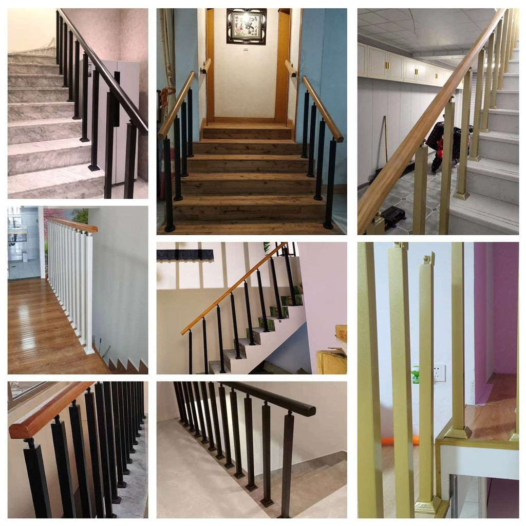 2 4 6 8 10 Pc Black Metal Baluster Posts, 28 36 44 50 58 Inch Tall Staircase Railing System Column for Interior