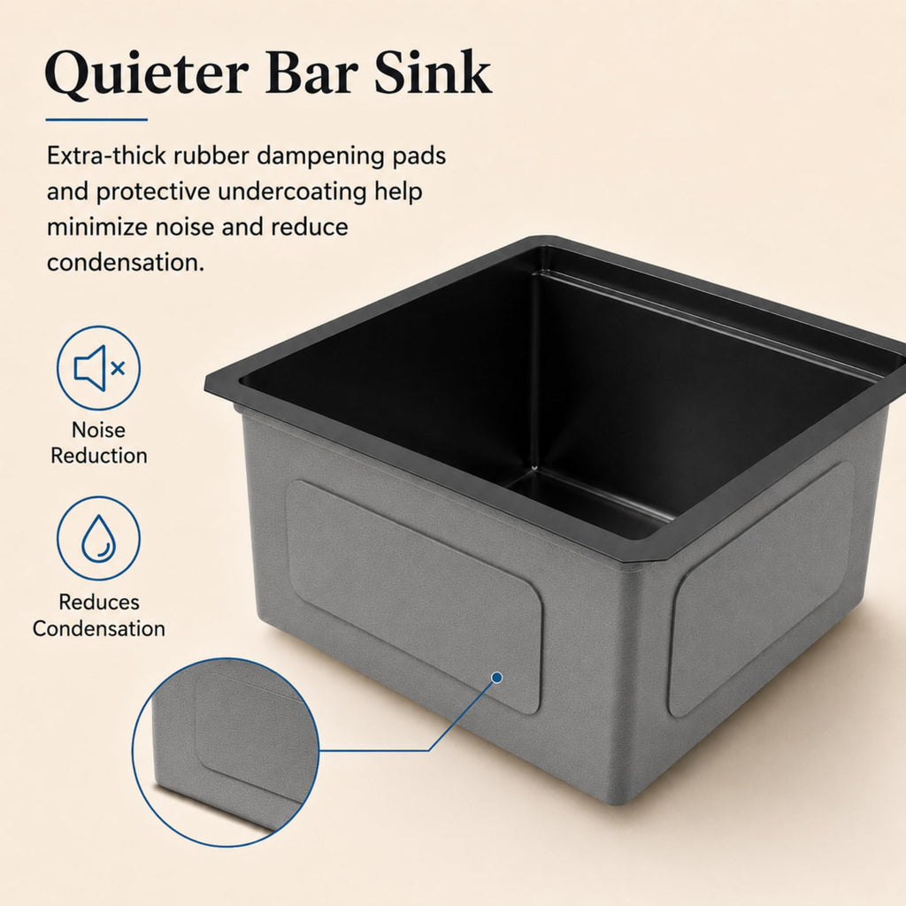 16" X 18" Black Undermount Bar Sink Offset Drain with Workstation