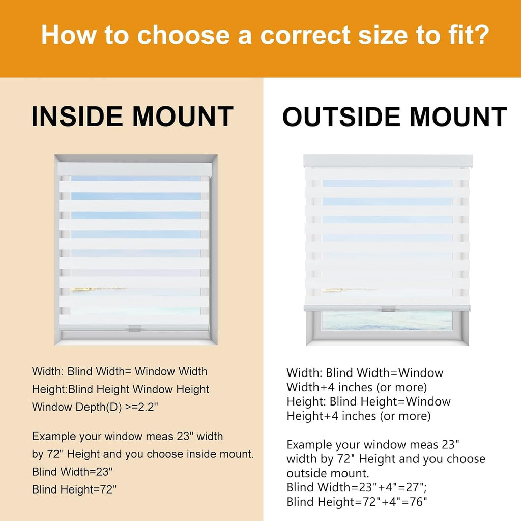 Custom Cordless Zebra Blinds for Windows with Upgraded Cassette Light Filtering Dual Layers Sheer Roller Blinds