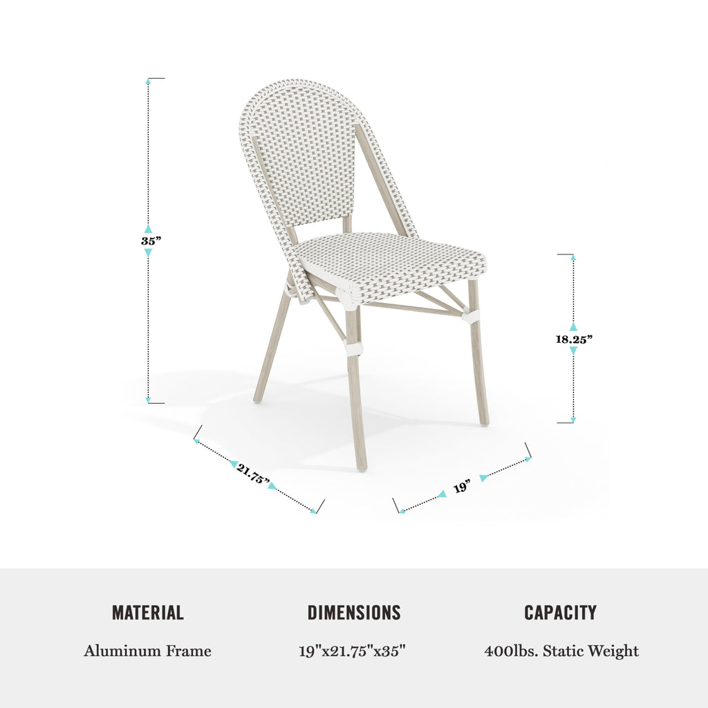 Lily Pond Stackable Bistro Chair, White/Gray