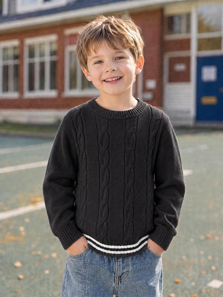 Toddler Baby Boy Cable Knit Sweater Long Sleeve Pullover Tops