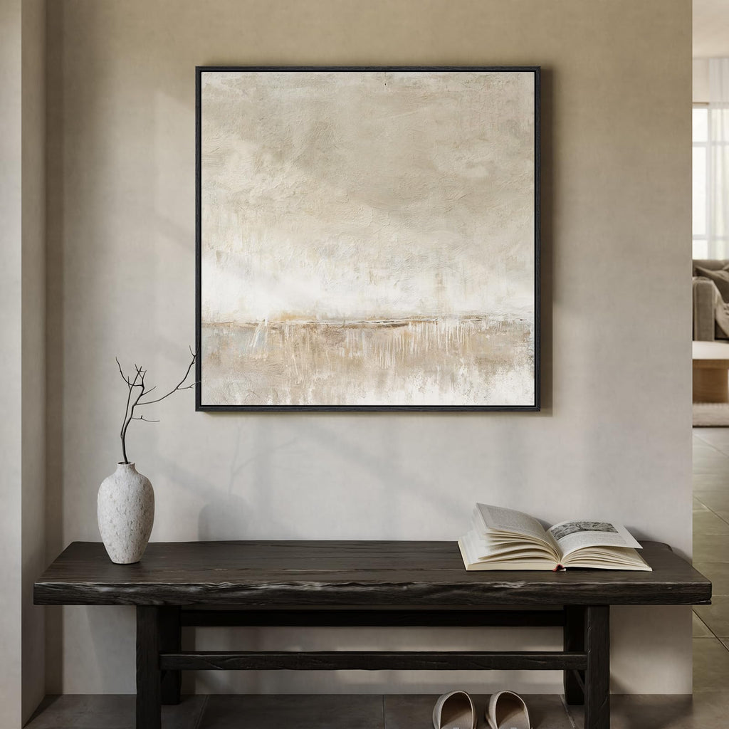 Framed Neutral Abstract Canvas Wall Art Decor, 30x30 In