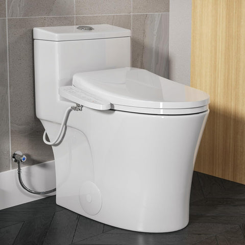 T0338W One Piece Toilet with Smart Seat, Elongated ADA Height Toilets with Heated Seat