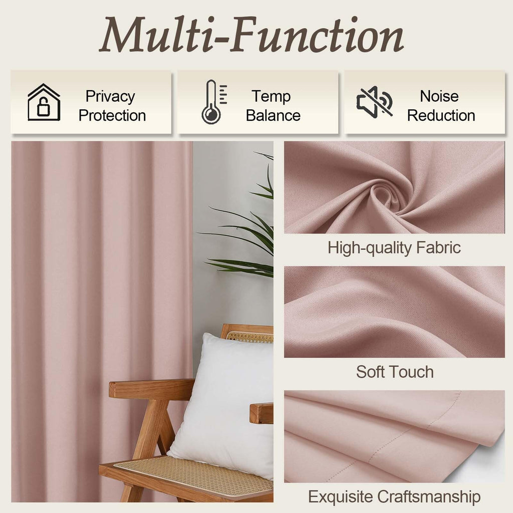 Blush Pink Blackout Curtains 84 Inches Long 2 Panels