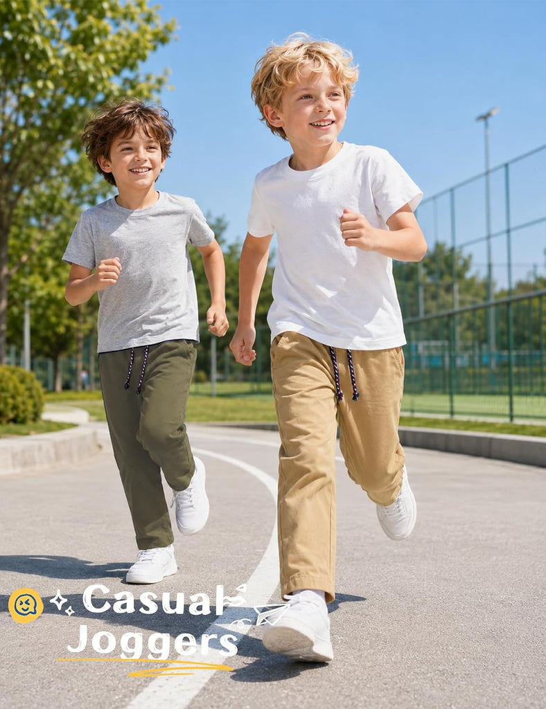 Boys Cotton Pants Pack Athletic Casual Pull-On School Uniform Pants