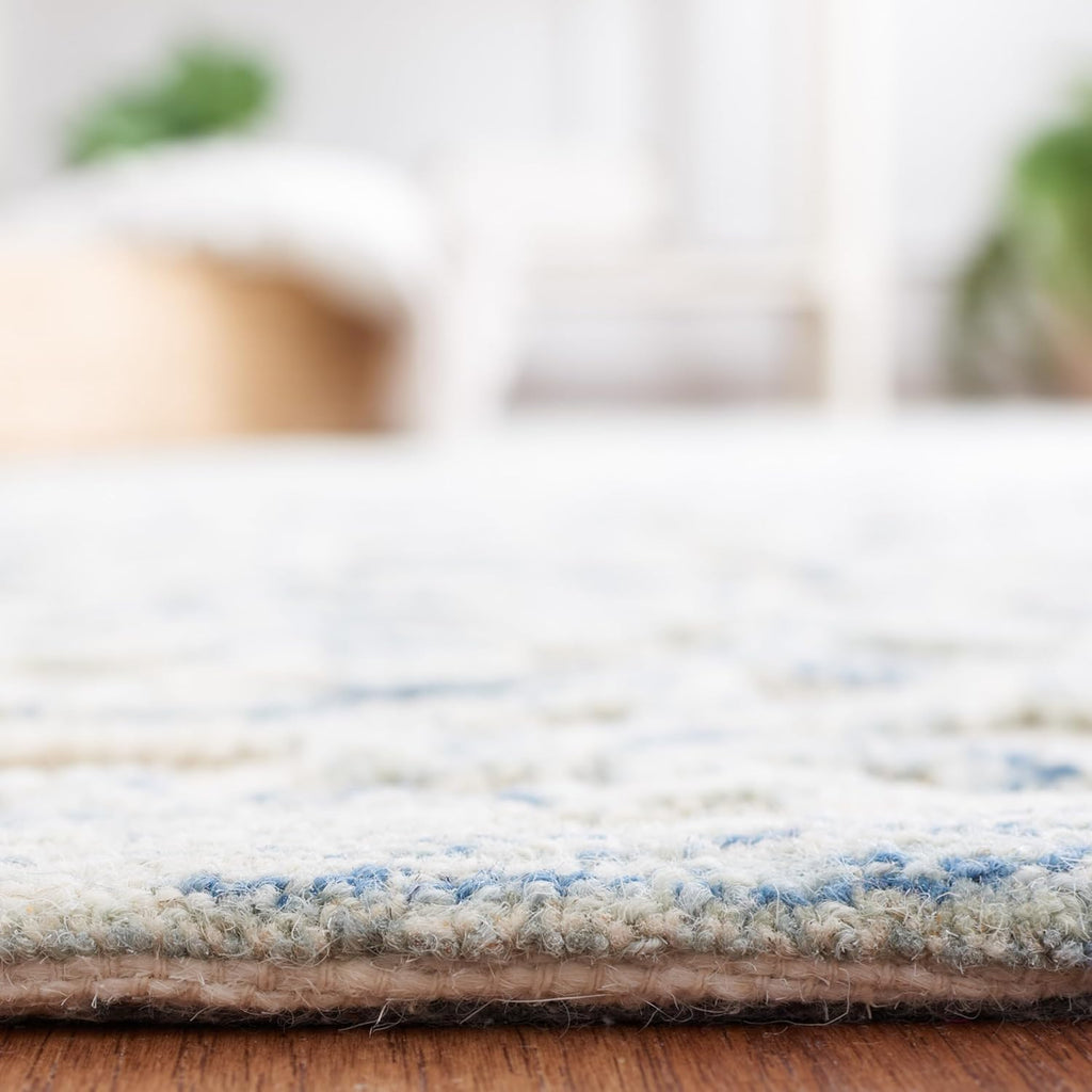 X Area Rug - 9' x 12', Blue & Ivory, Handmade Wool