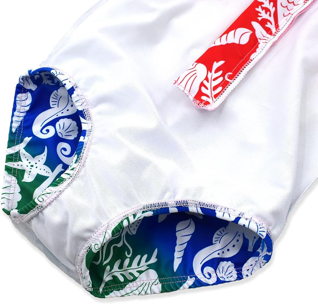 Girls One Piece Swimsuit Long Sleeve Rash Guard UPF 50+