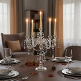 Acrylic Candelabra Centerpieces for Tables, 18.5in Tall 5 Arm Acrylic Candle Holder for Taper LED Candles, Clear