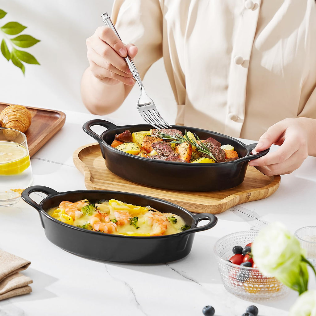 Small Casserole Baking Dishes Set of 4, 8x5 inch Oval Au Gratin