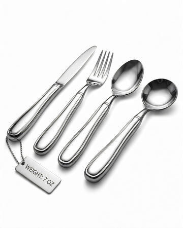 Weighted Utensils 7 oz - Adaptive Utensils (4-Piece Set) Weighted 7 oz Each- Weighted Utensils for Hand Tremors and