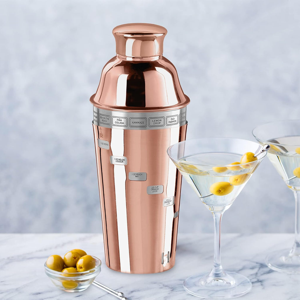 Dial A Drink Cocktail Shaker - Copper Plated, 15 Recipes, 34 oz - The Original and Only Dial A Drink - Ideal Home Bar