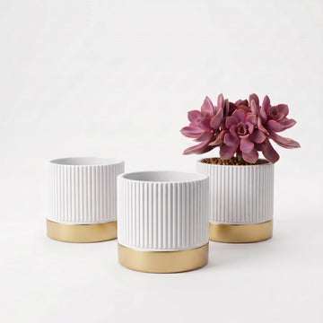 Set of 3 Cement Planter Pots with Drainage Hole, 4 inch Plant Pots for Plants Indoor Houseplants, Succulent Pots