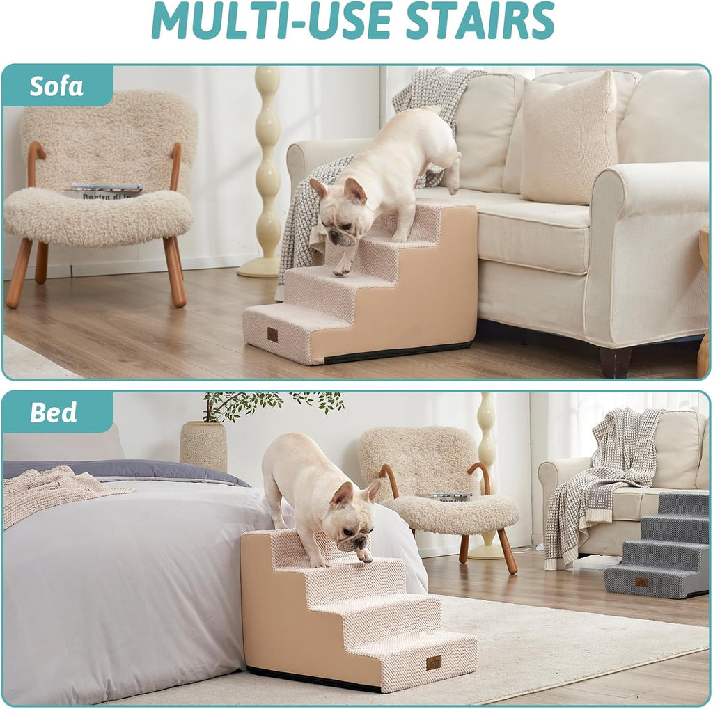 Dog Stairs for Small Dogs, 4 Step Pet Stairs for Beds & Couches