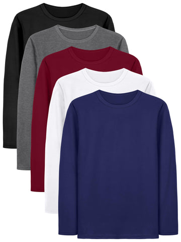 5 Pack Boy and Toddlers Long Sleeve Shirts Kids Top Tees Shirts