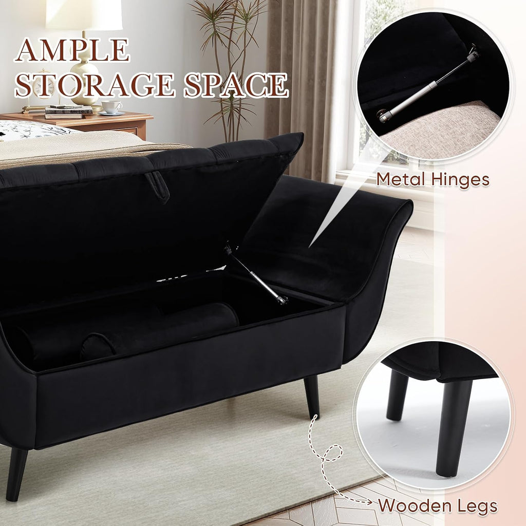 Storage Bench , 65" End of Bed Bench King Size, Comfy Velvet Tufted Upholstered Window Bench Indoor, Foot of Bed