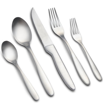 Matte Satin Silverware Set, Stainless Steel Flatware Set for 8, 40 Pieces