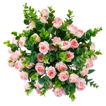 Artificial Flowers Fake Silk Rose for Decoration 33 Heads Small Roses Blooming Faux Flower Bouquet with Stem for DIY