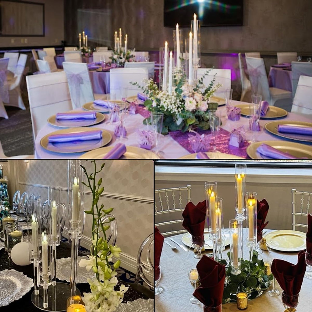 4PCS 5 Arm Acrylic Candelabra for Table Wedding Centerpiece,Crystal Clear Candle Stick Holders Candelabra Centerpiece
