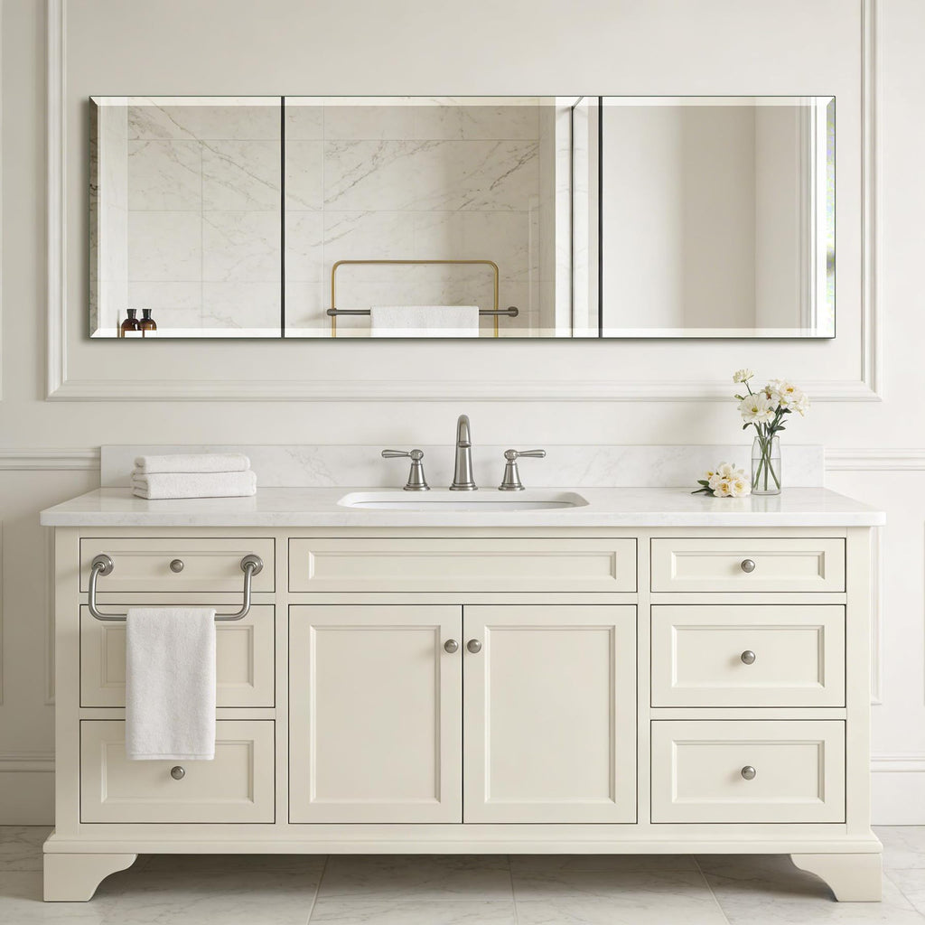 Frameless Full Length Mirror for Wall, 55x16 Inch Bathroom Vanity Mirror