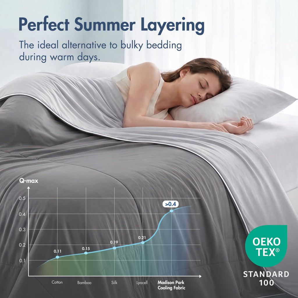 Breathable Cooling Comforter King, Grey, 106x90