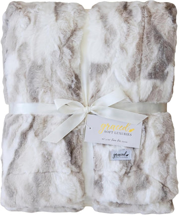 Faux Fur Throw Blanket Soft Marbled Ivory XL 60x80 | Soft faux fur throw blanket with textured design for cozy