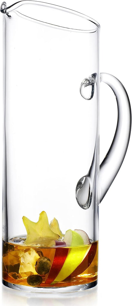 Glass Water Pitcher with Spout - Elegant Serving Carafe for Water, Juice, Sangria, Lemonade, and Cocktails