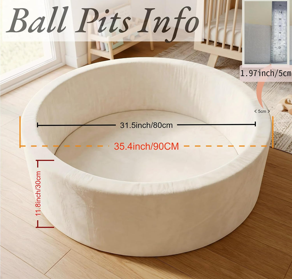 Baby Foam Ball Pit, 35.4"x 11.8" Ball Pits for Toddlers Apricot Yellow