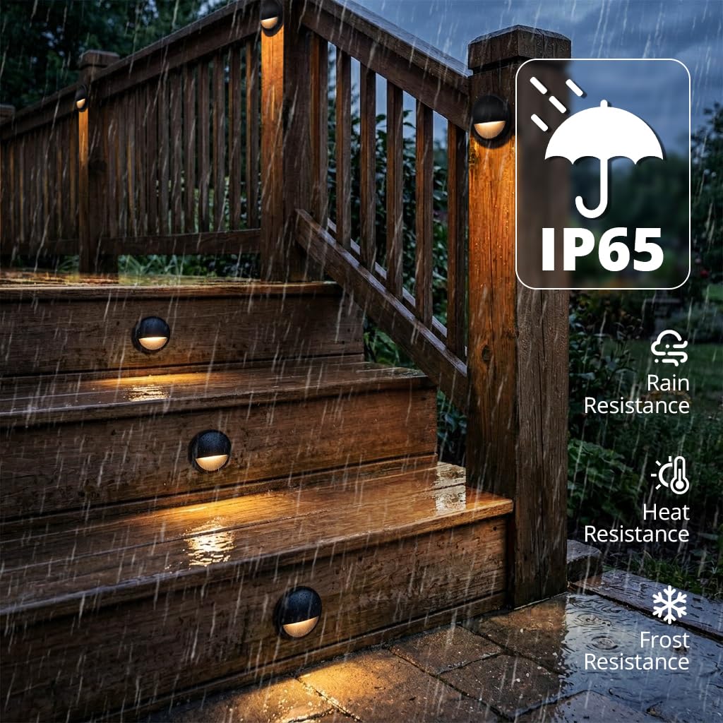 12 Pack Low Voltage LED Deck Lights, Landscape Step Lights Fixtures, 2W Integrated LED Chips, Die-cast Aluminum 12V