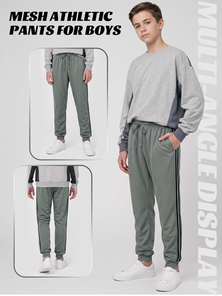 4 Pack Boys Mesh Athletic Pants Kids Lightweight Sweatpants Jogger