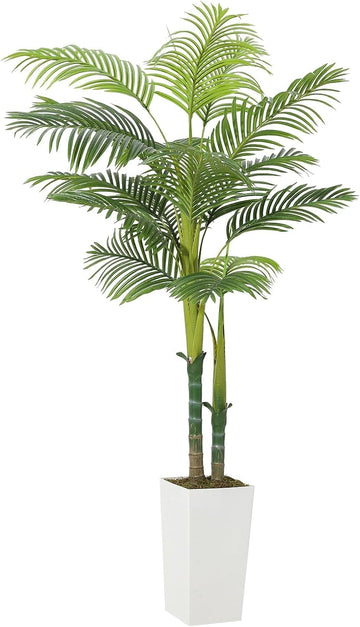 6FT Faux Palm Tree - Realistic Tropical Artificial Tree with Sturdy Ceramic Planter, Perfect Living Room, Office &