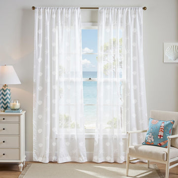White Sheer Curtains 84 Inch Coastal Drapes Rod Pocket 2 Panels