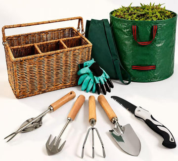 Gardening Tool Set w/Basket for Garden & Raised Bed, Gift for Women