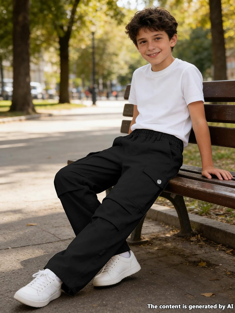 Boys Baggy Wide Leg Cargo Pants