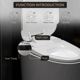 Smart Toilet with Auto-Flush & Heated Seat - Foot Sensor, Nightlight, Modern One-Piece Design