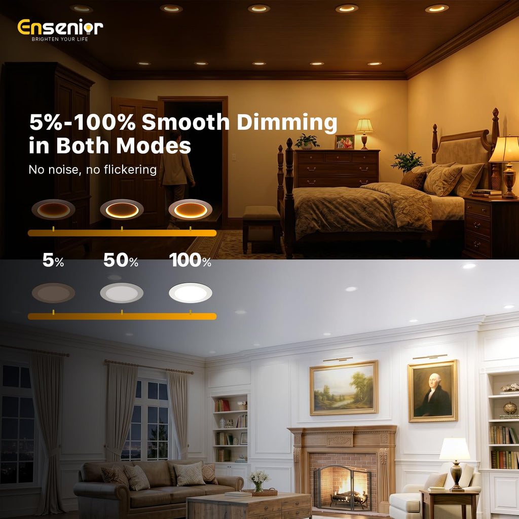 4 Pack 4 Inch 5CCT LED Recessed Lighting with Night Light