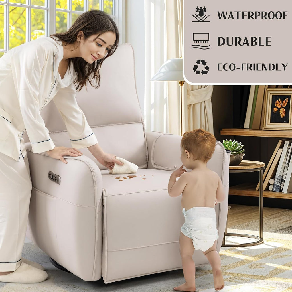 Power Recliner Gliders, Electric Swivel Rocker Recliner Chair, Comfy Upholstered Living Room Reclining Rocking