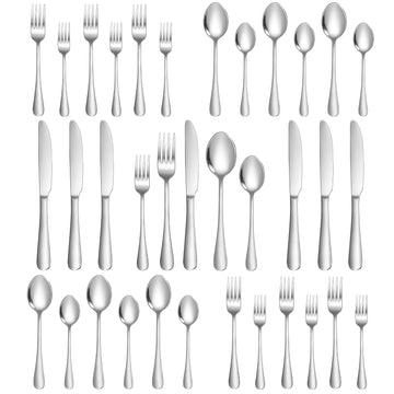 30-Piece Silverware Set for 6, Food Grade Stainless Steel Flatware Set, Mirror Polished Cutlery Utensil Set with