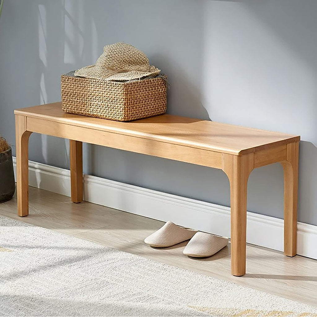 Wooden Entryway Bench, 47'' Indoor End of Bed Bench, 100% Solid Oak Wood (Wood Color)