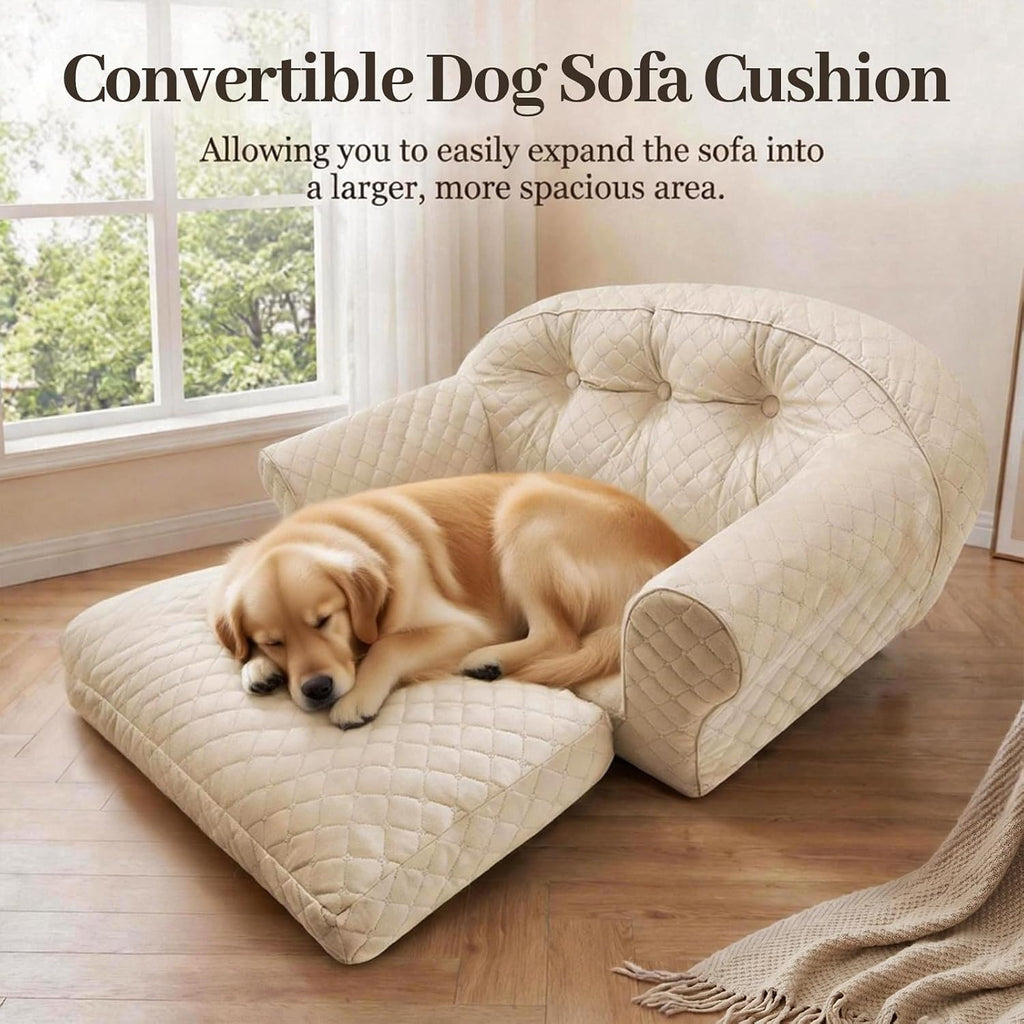 Dog Couch Bed for Small & Medium Dogs, Button Tufted Dog Sofa