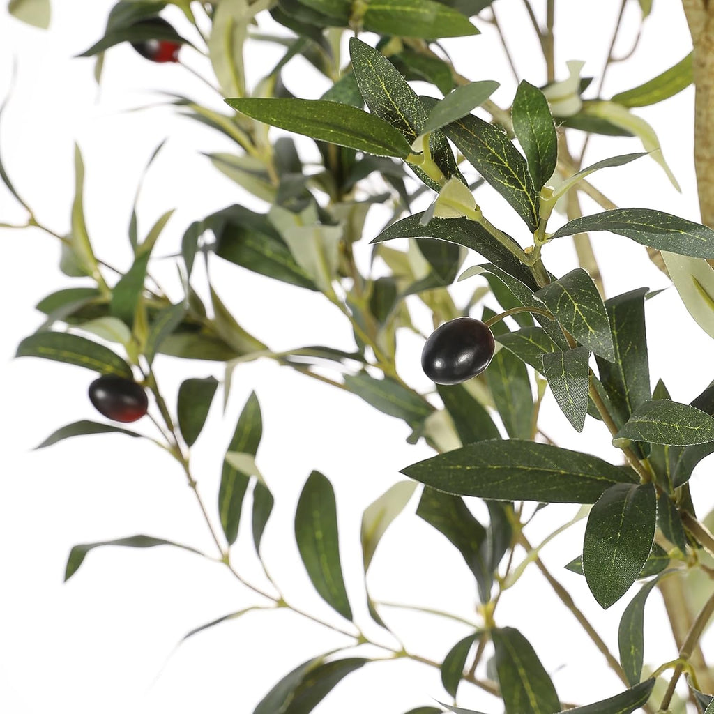 7ft Artificial Olive Tree with Natural Wood Trunk - Tall Indoor Floor Tree , and Office Decor